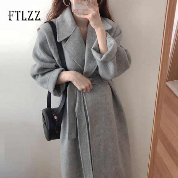 fashion women streetwear wool coat winter 2019 new female medium long turn-down collar with belt woolen cloth casual overcoat, Black
fashion women streetwear wool coat winter 2019 new female medium long turn-down collar with belt woolen cloth casual overcoat, Black