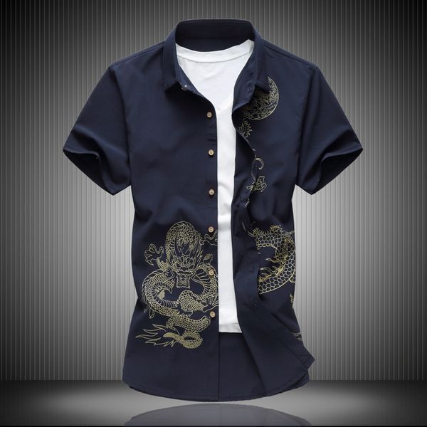 2020 foreign trade new men's short-sleeved shirt new chinese style large size short-sleeved dragon shirt wholesale, White;black
2020 foreign trade new men's short-sleeved shirt new chinese style large size short-sleeved dragon shirt wholesale, White;black