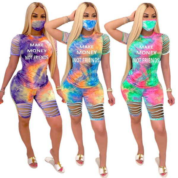 women rippled holes tracksuits tie-dye color make money not friends letters summer t shirts + shorts casual sports suit outfits d6803, White
women rippled holes tracksuits tie-dye color make money not friends letters summer t shirts + shorts casual sports suit outfits d6803, White