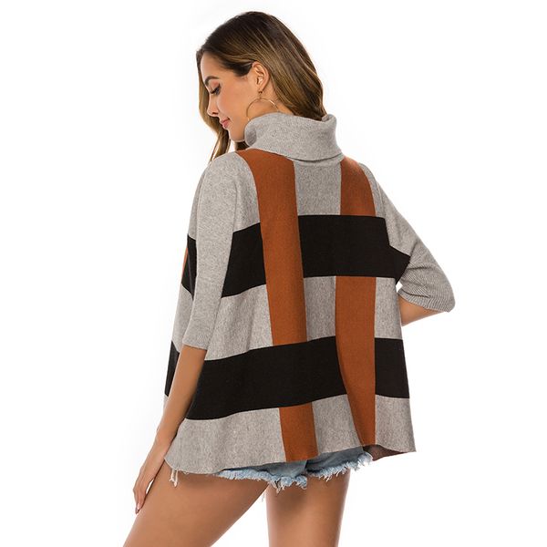 autumn new women's turtleneck sweater sleeves loose striped knit sweater women's fashion plaid pullover casual street, White;black
autumn new women's turtleneck sweater sleeves loose striped knit sweater women's fashion plaid pullover casual street, White;black