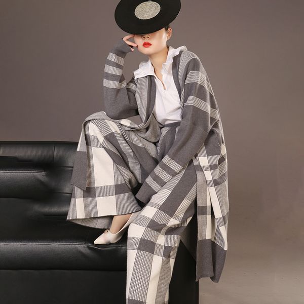lanmrem two pieces pants set for women 2019 new fashion grey plaid knit cardigans coat + loose wide leg pants yh142, White
lanmrem two pieces pants set for women 2019 new fashion grey plaid knit cardigans coat + loose wide leg pants yh142, White