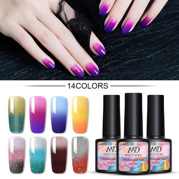 mad doll 8ml glitters thermal gel nail polish temperature color changing gel soak off uv led varnish nail art design, Red;pink
mad doll 8ml glitters thermal gel nail polish temperature color changing gel soak off uv led varnish nail art design, Red;pink