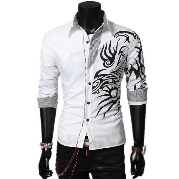 2019 fashion new men casual long mouwen dragon shirt /men slim personality print shirt, White;black
2019 fashion new men casual long mouwen dragon shirt /men slim personality print shirt, White;black