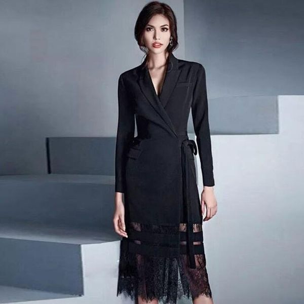 dress suit women elegant runway luxury designers long blazer suit jacket ladies black lace splice dress femme robe, White;black
dress suit women elegant runway luxury designers long blazer suit jacket ladies black lace splice dress femme robe, White;black
