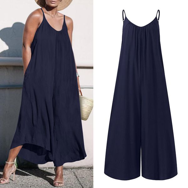 2020 summer rompers women jumpsuits vonda sleeveless solid color loose playsuits elegant casual pants loose overalls, Black;white
2020 summer rompers women jumpsuits vonda sleeveless solid color loose playsuits elegant casual pants loose overalls, Black;white