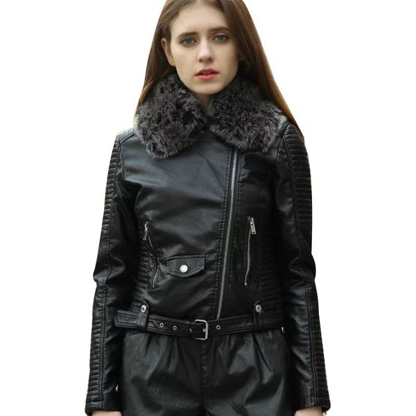winter autumn fur collar women's leather jacket slim motorcycle outerwear coats female short leather coat fashion suede py20, Black
winter autumn fur collar women's leather jacket slim motorcycle outerwear coats female short leather coat fashion suede py20, Black