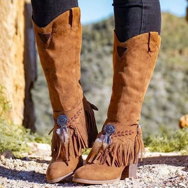 lasperal 2019 winter shoes women boots mid calf high heel smatte flock snow boots for women tassels ethnic style ladies shoes, Black
lasperal 2019 winter shoes women boots mid calf high heel smatte flock snow boots for women tassels ethnic style ladies shoes, Black