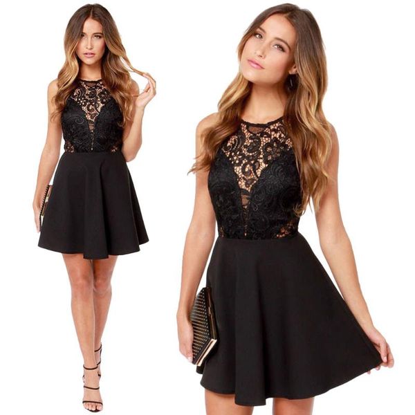 women lace short mini dress casual summer sleeveless backless beach swing dress sundress evening party vestidos de fiesta, Black;gray
women lace short mini dress casual summer sleeveless backless beach swing dress sundress evening party vestidos de fiesta, Black;gray