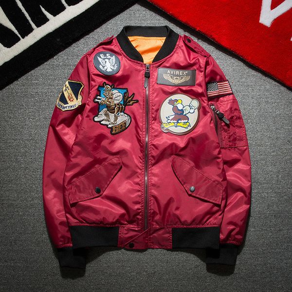 man european design embroidery cartoon bomber jacket men jacket streetwear hip hop pilot army baseball thin coat, Black;brown
man european design embroidery cartoon bomber jacket men jacket streetwear hip hop pilot army baseball thin coat, Black;brown