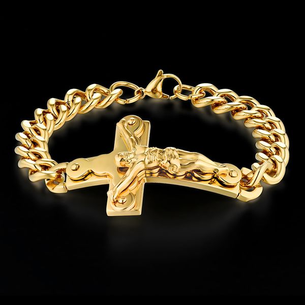men's bracelets stainless steel cuban chain crucifix jewelry gold color braslet for man jesus cross bangle bracelet, Golden;silver
men's bracelets stainless steel cuban chain crucifix jewelry gold color braslet for man jesus cross bangle bracelet, Golden;silver