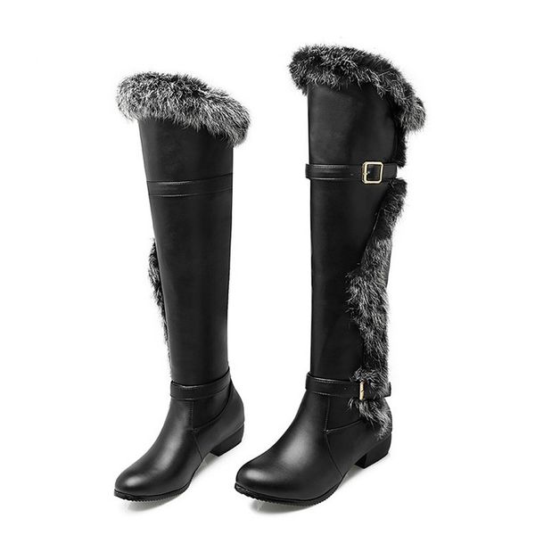 size 34-44 women faux fur knee high boots woman pu leather shoes ladies buckle dress shoe female thick heels shoes, Black
size 34-44 women faux fur knee high boots woman pu leather shoes ladies buckle dress shoe female thick heels shoes, Black