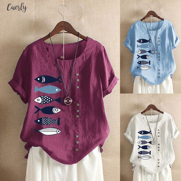 women casual plus size o neck fish printed loose button short sleeve tunic shirt blouse camisas mujer 2020 chemise femme, White
women casual plus size o neck fish printed loose button short sleeve tunic shirt blouse camisas mujer 2020 chemise femme, White