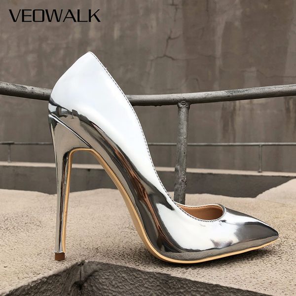 veowalk glossy silver patent leather women pointed toe high heel shoes ladies fashion party stiletto pumps customize accept, Black
veowalk glossy silver patent leather women pointed toe high heel shoes ladies fashion party stiletto pumps customize accept, Black