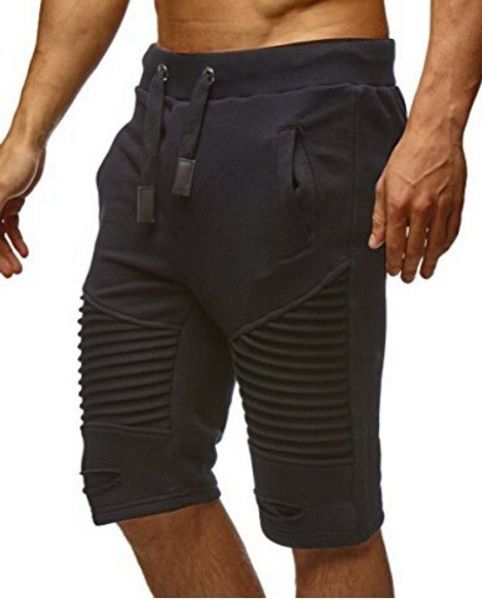 Summer Men Shorts Draped Folds Hole Elastic Shorts Rope Belt Mens Pants Knee Length Clothes M-3XL Wholesale
Summer Men Shorts Draped Folds Hole Elastic Shorts Rope Belt Mens Pants Knee Length Clothes M-3XL Wholesale