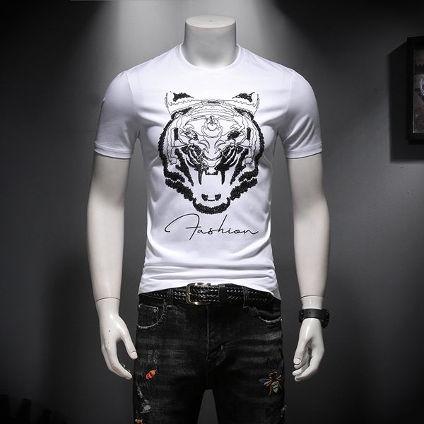 2020 summer new fashion men's personalized tiger beaded o- neck short sleeve t-shirt streetwear casual men tees polos men t-shirts, White;black
2020 summer new fashion men's personalized tiger beaded o- neck short sleeve t-shirt streetwear casual men tees polos men t-shirts, White;black