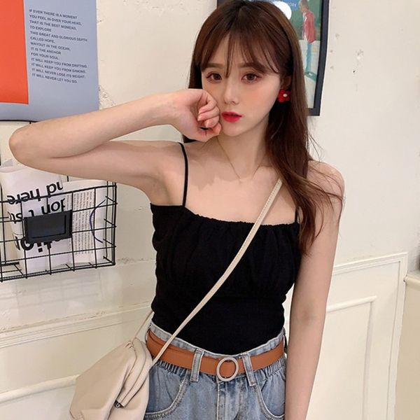 women ruched short knitting camisoles female camis street camisole camis with straps spaghetti crop, White
women ruched short knitting camisoles female camis street camisole camis with straps spaghetti crop, White