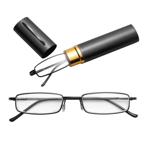 reading glasses with pen tube case portable presbyopic glasses frame case spring hinge eyeglasses glasses +1.00~+4.00, Silver
reading glasses with pen tube case portable presbyopic glasses frame case spring hinge eyeglasses glasses +1.00~+4.00, Silver