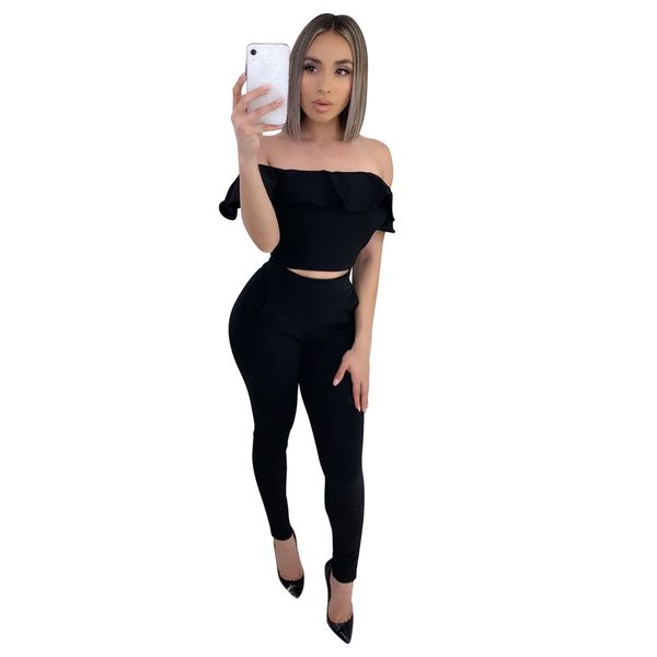 women's jumpsuits & rompers europe and the united states selling jumpsuit two-piece one-shoulder ruffled suit, Black;white
women's jumpsuits & rompers europe and the united states selling jumpsuit two-piece one-shoulder ruffled suit, Black;white