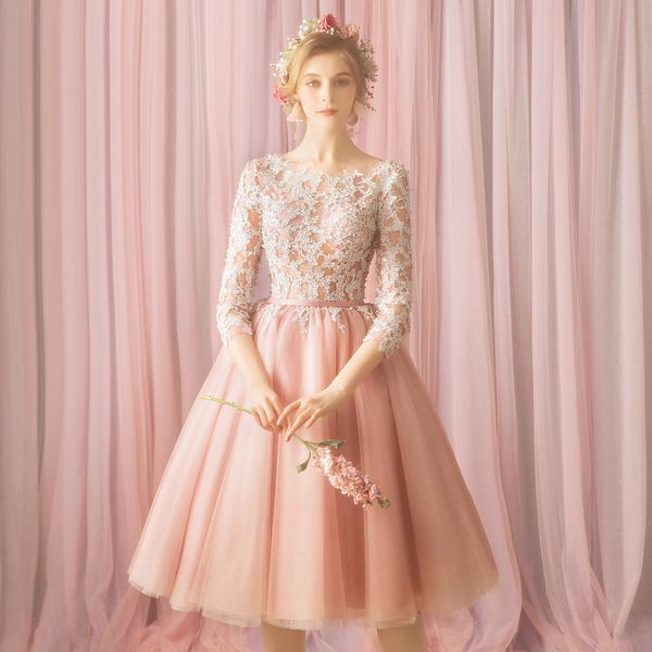 backlakegirls pink tulle scoop neck three quarter sleeves a line evening dresses formal party dress 2019, White;black
backlakegirls pink tulle scoop neck three quarter sleeves a line evening dresses formal party dress 2019, White;black