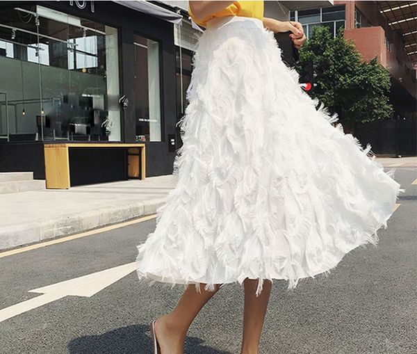 2019 summer women casual feather appliques midi skirt sweet high waist patchwork solid a line skirts, Black
2019 summer women casual feather appliques midi skirt sweet high waist patchwork solid a line skirts, Black