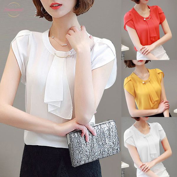 womens shirts spring summer chiffon blouse 2020 brief office work wear o neck chiffon shirts short sleeve casual top, White
womens shirts spring summer chiffon blouse 2020 brief office work wear o neck chiffon shirts short sleeve casual top, White