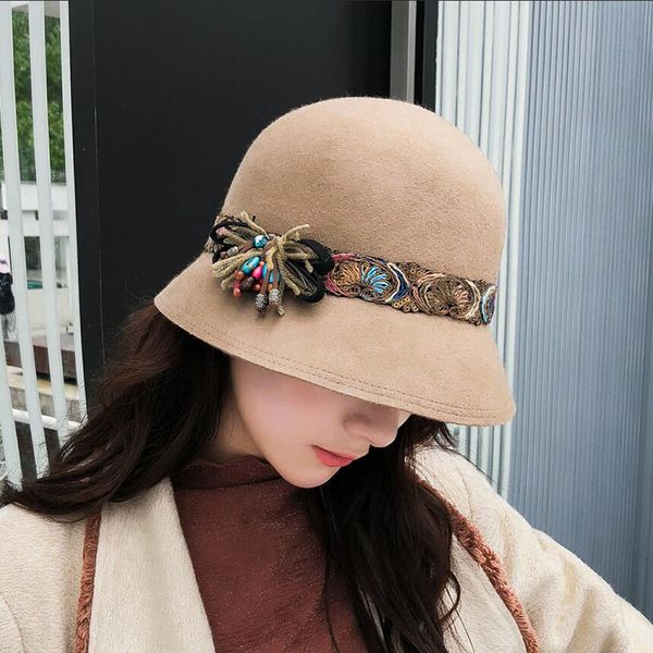 winter fashion 100% wool cloche fedora hat woman black camel wide brim elegant floral felt hats for ladies fisherman's basin cap, Blue;gray
winter fashion 100% wool cloche fedora hat woman black camel wide brim elegant floral felt hats for ladies fisherman's basin cap, Blue;gray