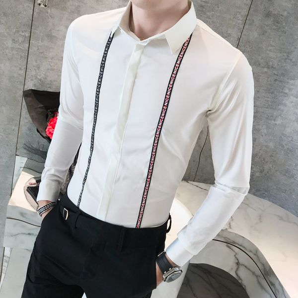 brand new male shirt autumn long sleeve men dress shirts slim fit front ribbon design prom tuxedo business shirts, White;black
brand new male shirt autumn long sleeve men dress shirts slim fit front ribbon design prom tuxedo business shirts, White;black