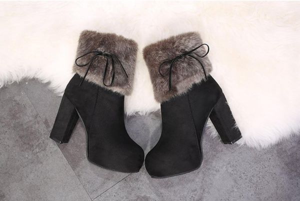 new winter shoes women boots fashion women's high heel plush warm fur ladies ankle botas platform boots high, Black
new winter shoes women boots fashion women's high heel plush warm fur ladies ankle botas platform boots high, Black