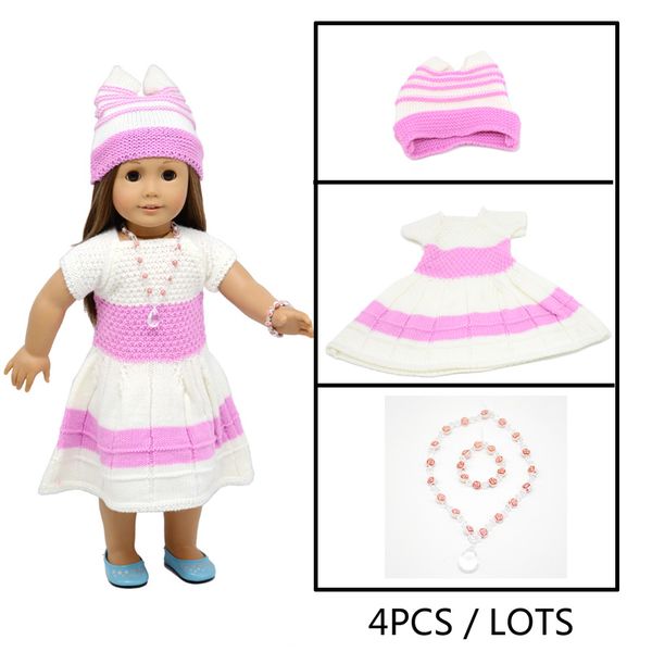 18 inchs american girl doll clothes sweater dress with rose necklace and bracelet for child party gift toys--doll clothes accessories
18 inchs american girl doll clothes sweater dress with rose necklace and bracelet for child party gift toys--doll clothes accessories