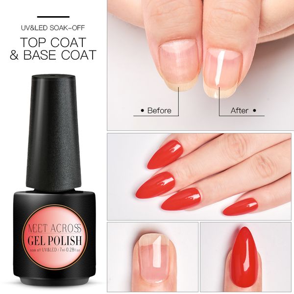 meet acrossuv gel nail polish coat base coat varnishes nail gel primer long lasting soak off uv art manicure, Red;pink