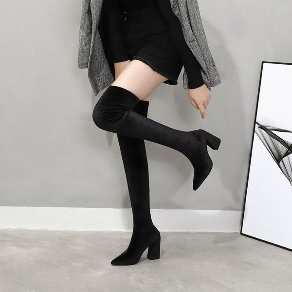 black velvet over-the-knee thigh high boots for women pointed toe thick high heels winter women shoes ladies sock boots
black velvet over-the-knee thigh high boots for women pointed toe thick high heels winter women shoes ladies sock boots
