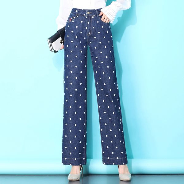 spring autumn elastic high waist wide leg jeans women polka dot loose pants female vintage stripe denim long trousers plus size, Blue
spring autumn elastic high waist wide leg jeans women polka dot loose pants female vintage stripe denim long trousers plus size, Blue