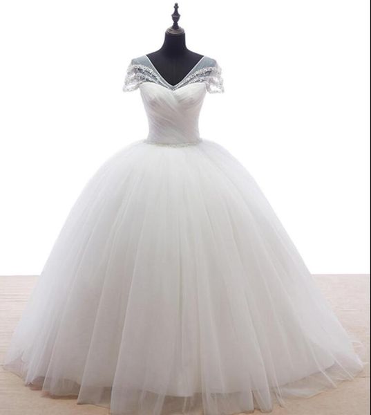 new stunning princess ball gown wedding dresses backless short sleeve v neck bow beaded tulle romantic bridal gowns custom, White
new stunning princess ball gown wedding dresses backless short sleeve v neck bow beaded tulle romantic bridal gowns custom, White