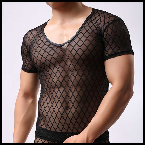 man v-neck undershirts/male funny mesh fishnet see through /gay plaid sheer t shirts, Black;brown
man v-neck undershirts/male funny mesh fishnet see through /gay plaid sheer t shirts, Black;brown