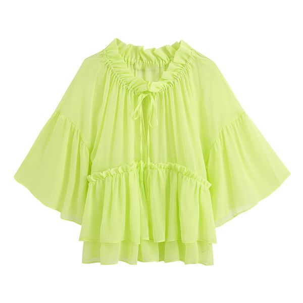 stylish ruffled see through blouses women's o neck with adjustable ties half sleeve female shirts chic loose women blouse, White
stylish ruffled see through blouses women's o neck with adjustable ties half sleeve female shirts chic loose women blouse, White