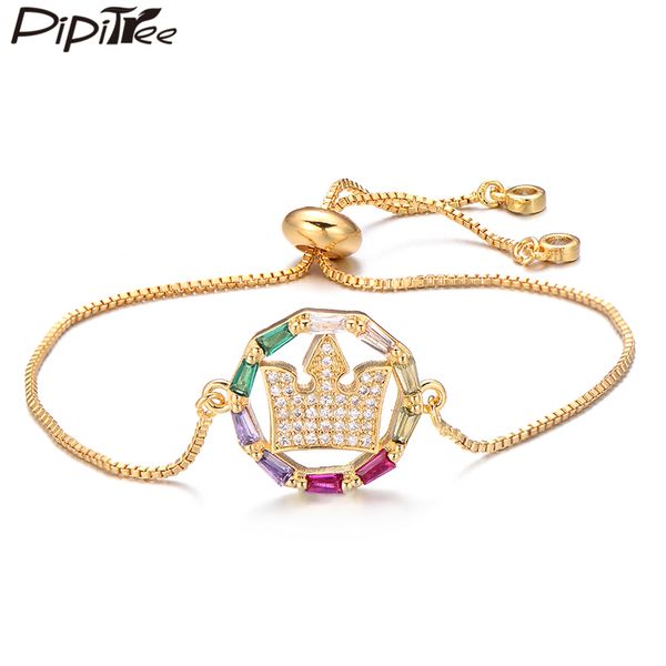 pipitree popular cz round circle charm with cubic zirconia crown adjustable chain bracelets for women birthday jewelry gift, Golden;silver
pipitree popular cz round circle charm with cubic zirconia crown adjustable chain bracelets for women birthday jewelry gift, Golden;silver