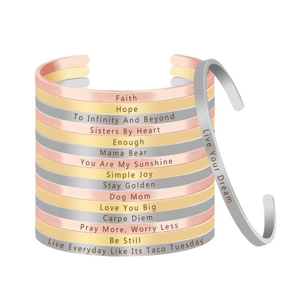 be still personality engraved quote bangles inspirational positive cuff bracelet creative fashion gift for friend and family, Black
be still personality engraved quote bangles inspirational positive cuff bracelet creative fashion gift for friend and family, Black