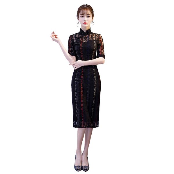 black lace embroidery chinese style handmade button dress vintage ladies short qipao classic stage show elegant female cheongsam, Red
black lace embroidery chinese style handmade button dress vintage ladies short qipao classic stage show elegant female cheongsam, Red