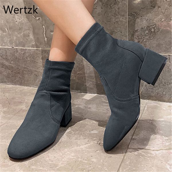 2020 stretch flock fashion square middle heel slip on ankle boots autumn winter round toe concise women shoes size 34-39 a392, Black
2020 stretch flock fashion square middle heel slip on ankle boots autumn winter round toe concise women shoes size 34-39 a392, Black