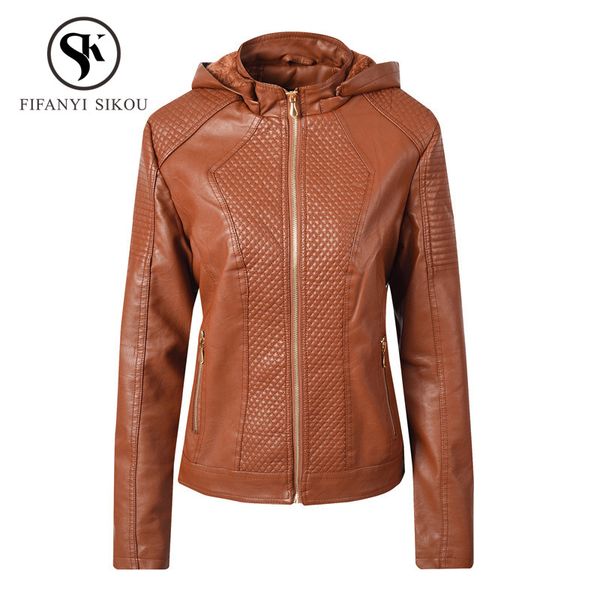 2019 autumn winter fashion pu leather jacket women hooded coat zipper long sleeve biker jackets ladies casual faux leather coat, Black
2019 autumn winter fashion pu leather jacket women hooded coat zipper long sleeve biker jackets ladies casual faux leather coat, Black