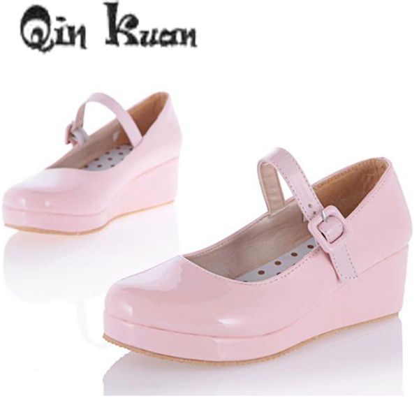 qin kuan women student cosplay high heels pumps shoes lolita sweet lady wedge patent leather sweet shoes big size 33-43, Black
qin kuan women student cosplay high heels pumps shoes lolita sweet lady wedge patent leather sweet shoes big size 33-43, Black