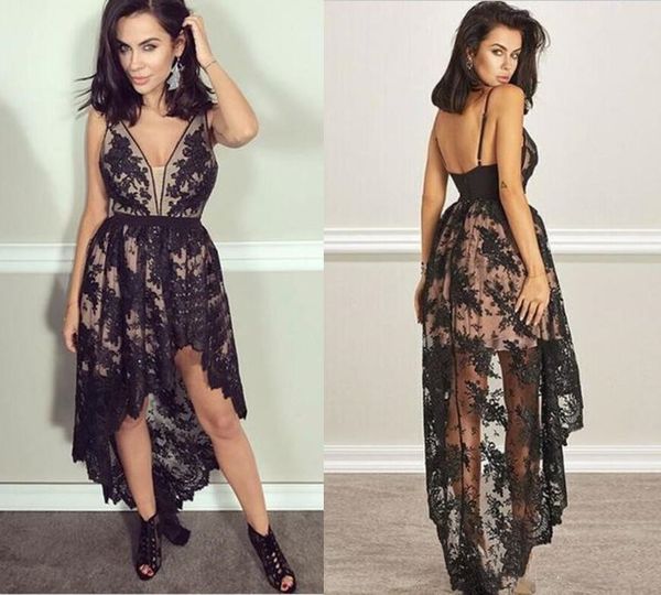 black cocktail dresses high low prom dresses short lace applique formal party gowns v neck backless girls dress
black cocktail dresses high low prom dresses short lace applique formal party gowns v neck backless girls dress