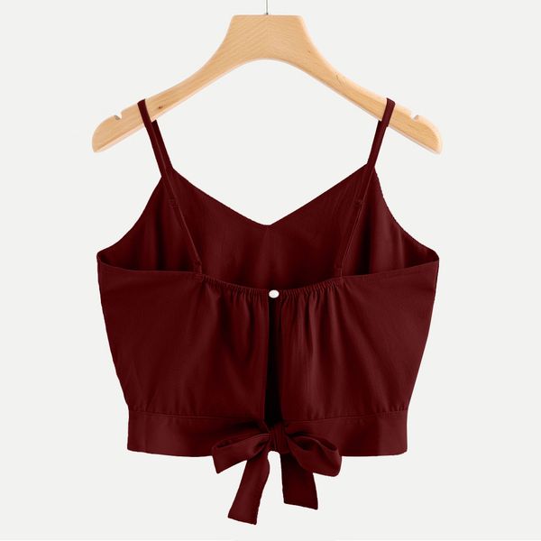 women's bow tie back v neck button splice stripe crop cami camisole blouse debardeur femme festival ls*b, White
women's bow tie back v neck button splice stripe crop cami camisole blouse debardeur femme festival ls*b, White