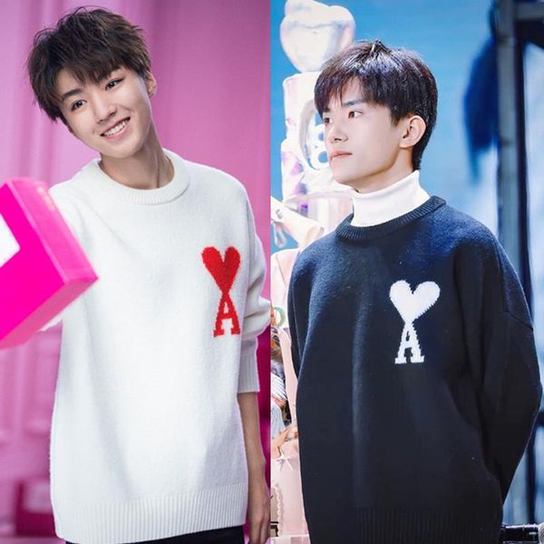 spring autumn men fashion korea style star same cloth heart a letter print o-neck knitted sweaters male lovers casual pullovers, White;black
spring autumn men fashion korea style star same cloth heart a letter print o-neck knitted sweaters male lovers casual pullovers, White;black