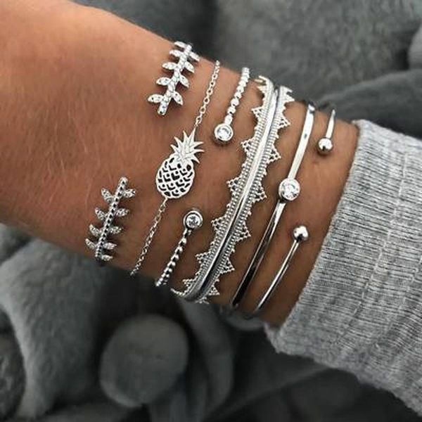 6 pcs alloy silver pineapple bracelet set 6 piece open bracelet bracelets for women accessories women gift, Golden;silver
6 pcs alloy silver pineapple bracelet set 6 piece open bracelet bracelets for women accessories women gift, Golden;silver