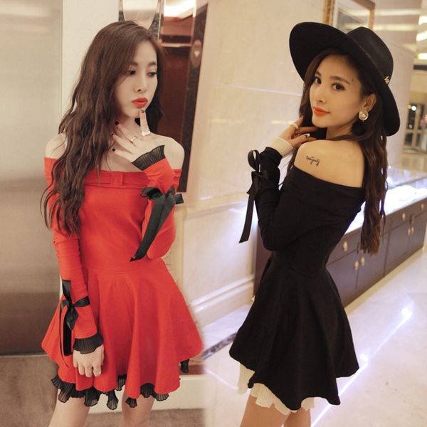 2020 autumn and winter new fashion womens off-shoulder princess dress waist slimming long-sleeved dress, White;black
2020 autumn and winter new fashion womens off-shoulder princess dress waist slimming long-sleeved dress, White;black