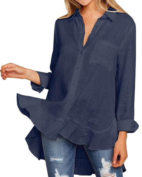 elegant ruffles blouses shirts women 2019 spring autumn ladies v neck long sleeve asymmetrical hem solid shirts pockets, White
elegant ruffles blouses shirts women 2019 spring autumn ladies v neck long sleeve asymmetrical hem solid shirts pockets, White