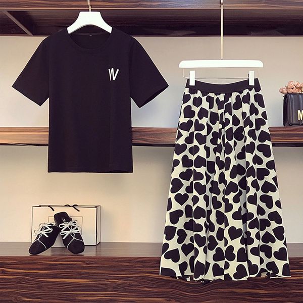 summer large plus size matching set outfits for women casual two piece set t shirt and chiffon skirt fashion suits female, White
summer large plus size matching set outfits for women casual two piece set t shirt and chiffon skirt fashion suits female, White