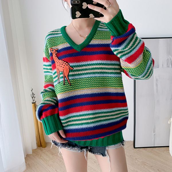 women striped sweater rainbow colorblock preppy style fashion casual giraffe knit loosely wear lazy wind turtleneck, White;black
women striped sweater rainbow colorblock preppy style fashion casual giraffe knit loosely wear lazy wind turtleneck, White;black