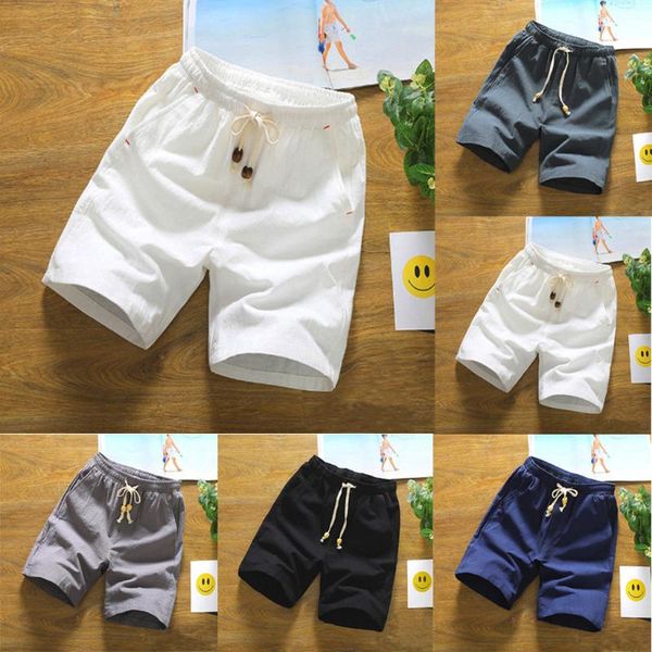 men's fashion summer casual solid pocket drawstring cotton linen short pants, White;black
men's fashion summer casual solid pocket drawstring cotton linen short pants, White;black